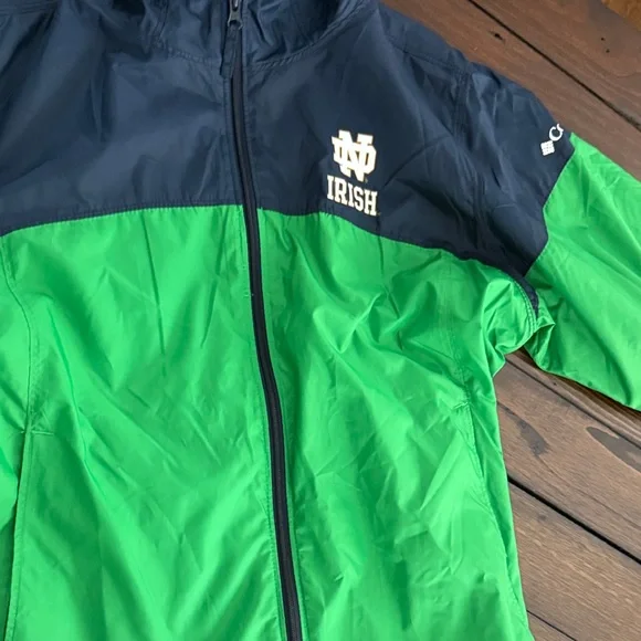 Women's Columbia Navy/Green Notre Dame Fighting Irish Forward Full-Zip windbr M - Picture 3 of 11